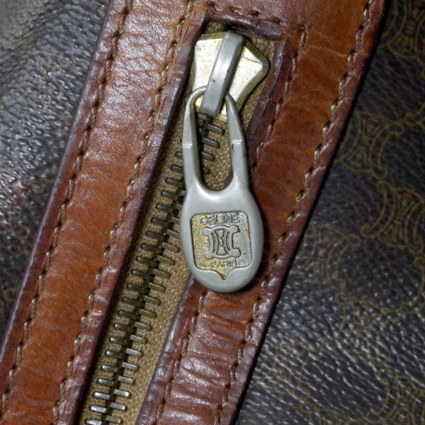 OLD CELINE　マカダム柄 巾着ショルダーバッグ（茶）