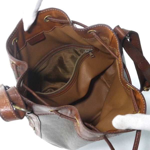 OLD CELINE　マカダム柄 巾着ショルダーバッグ（茶）