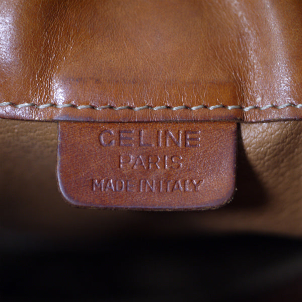 OLD CELINE　マカダム柄 巾着ショルダーバッグ（茶）
