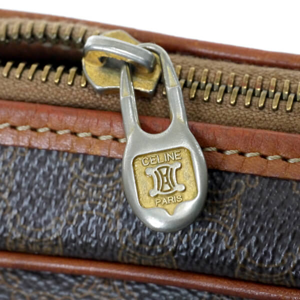 OLD CELINE　マカダム柄ロゴ刻印 横長ショルダー（茶）