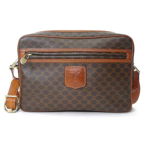 OLD CELINE　マカダム柄ロゴ刻印 横長ショルダー（茶）