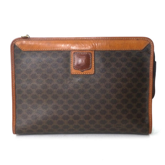 O様専用 OLD CELINE マカダム柄ロゴエンボスクラッチバッグ（茶）