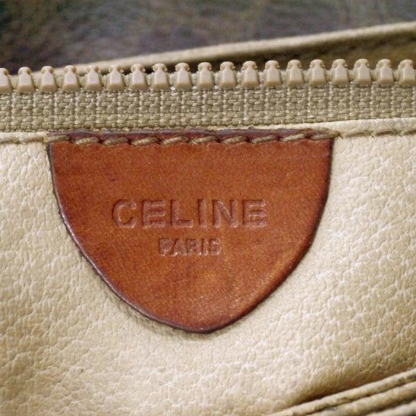 OLD CELINE　エンボスロゴ刻印マカダム柄ミニショルダー（茶）