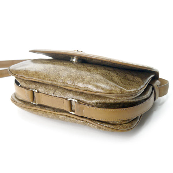 OLD CELINE　レザー×マカダム柄半円フラップショルダー（ベージュ）