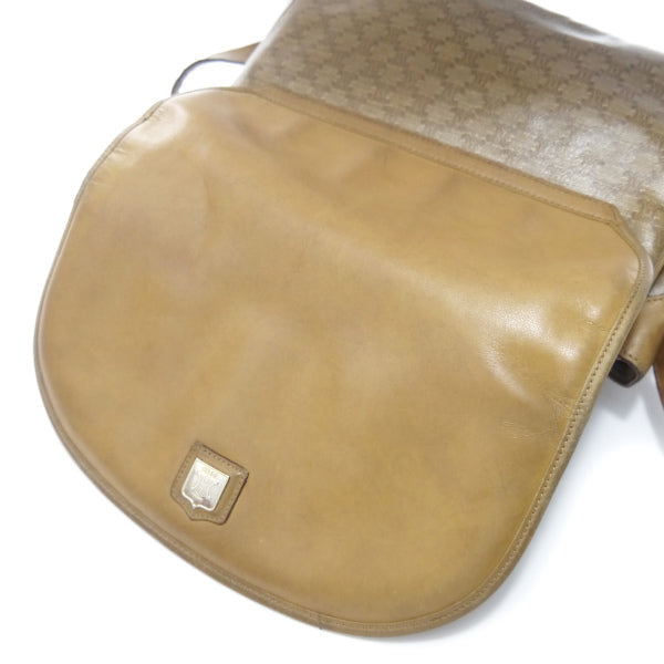 OLD CELINE　レザー×マカダム柄半円フラップショルダー（ベージュ）