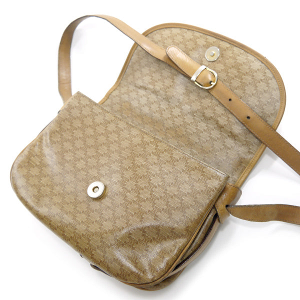 OLD CELINE　レザー×マカダム柄半円フラップショルダー（ベージュ）