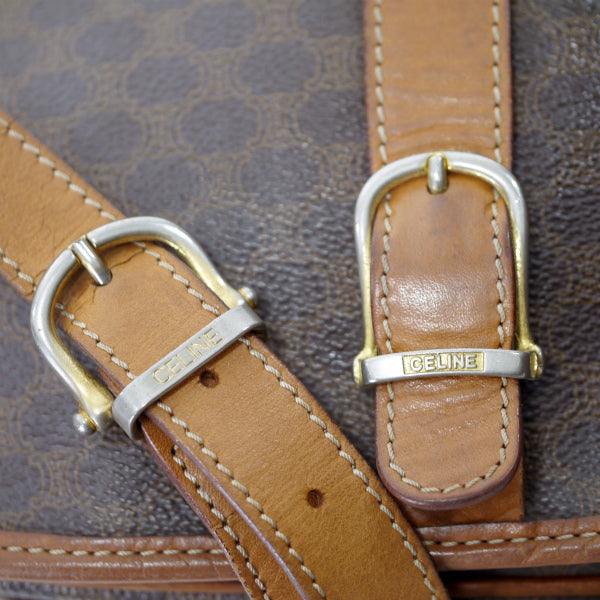 OLD CELINE　マカダム柄 ベルトデザインショルダー（茶）
