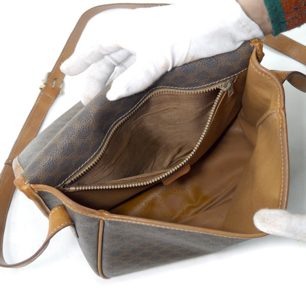 OLD CELINE　マカダム柄 ベルトデザインショルダー（茶）