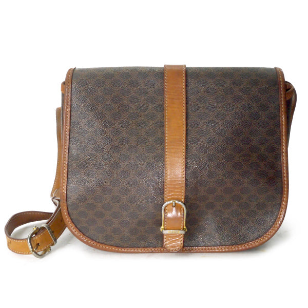 激レア♡CELINE✨セリーヌ　マカダム柄　極太 ブラウンレザーベルト OLD CELINE マカダム柄 ベルトデザインショルダー（茶） – Vintage