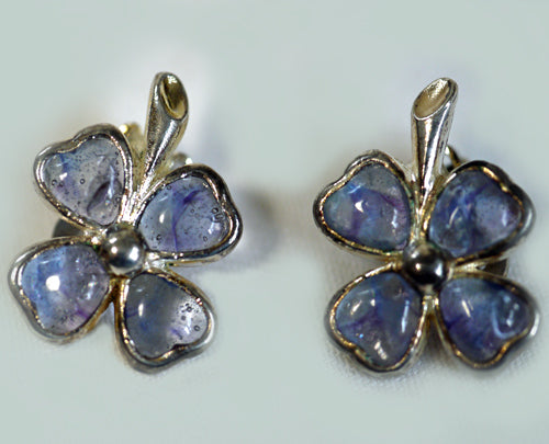 OLD CHANEL　幸せの四葉のクローバーイヤリング(パープル)