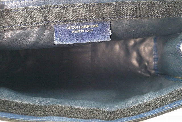 OLD Gucci /PARFUMクラッチバッグ（青/ショルダー穴あり）