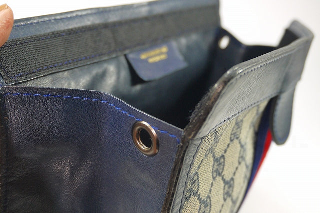 OLD Gucci /PARFUMクラッチバッグ（青/ショルダー穴あり）