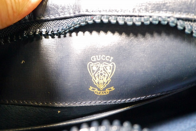 OLD Gucci ベルトデザイン丸型ポシェット（青）