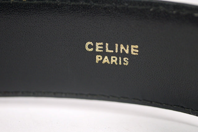 Old Celine ロープ金具レザーウエストベルト（黒）