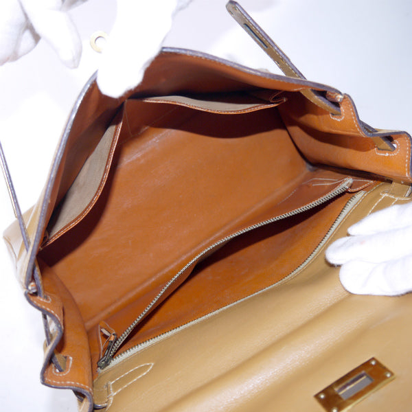 HERMES 62sケリー28（キャメル・内縫い）