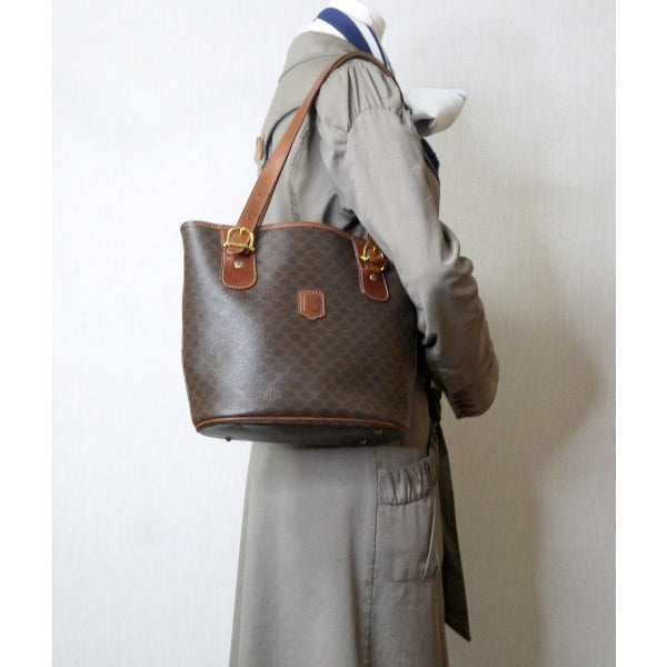 OLD CELINE　バケツ型トートショルダーバッグ（茶）