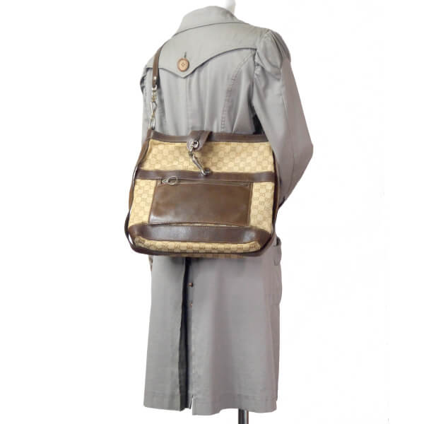 OLD Gucci　70s希少!ジャガードフック金具ショルダー（茶）