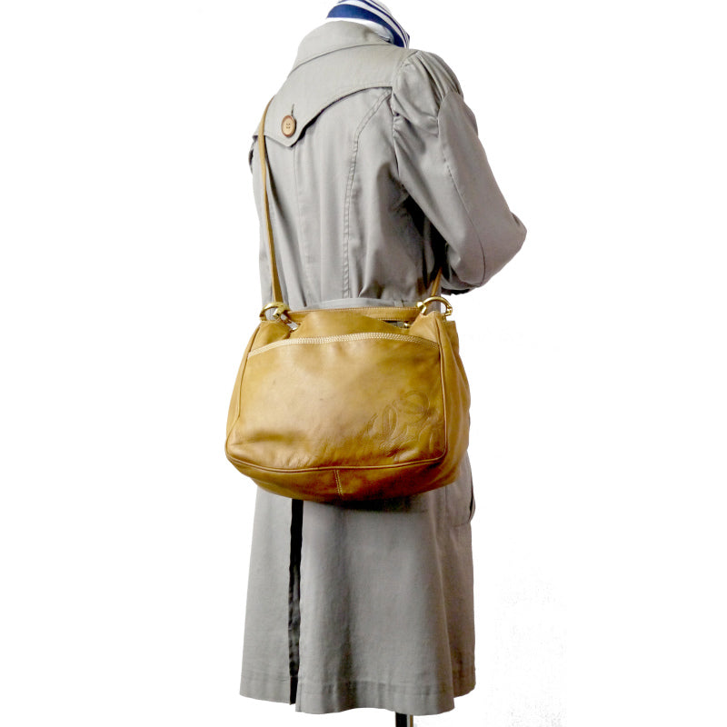 LOEWE　アナグラムロゴ 総革トート&ショルダーバッグ（明茶）