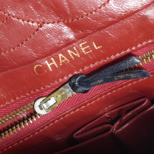 OLD CHANEL 80s パリ限定デザインフラップチェーンバッグ（黒/ラムスキン）