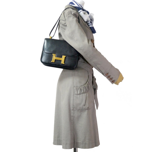 HERMES 80s!vintageコンスタンス23ボックスカーフ（黒）