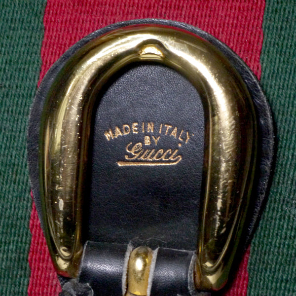 OLD Gucci　シェリー&ベルト 中型レザースーツケース（黒）
