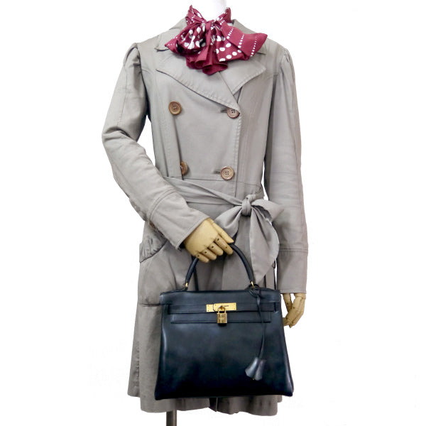 HERMES　ヴィンテージケリー28 内縫い ボックスカーフ（黒）