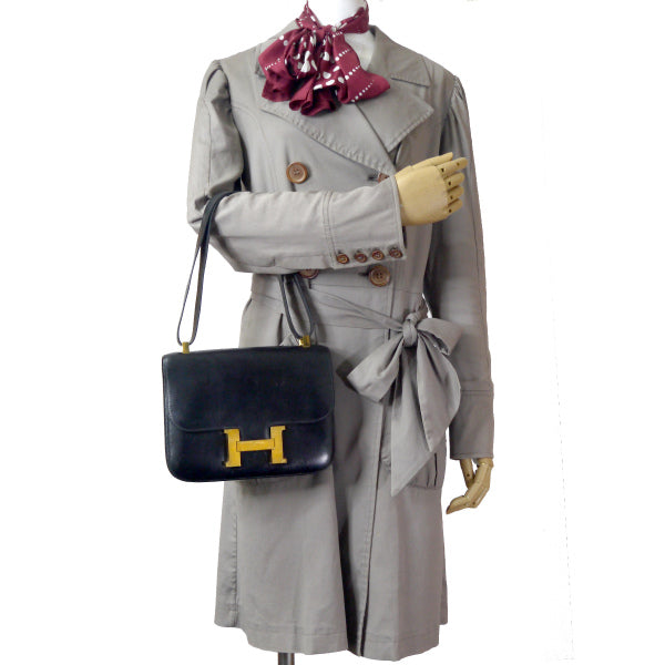 HERMES70sコンスタンス23ボックスカーフ（黒）