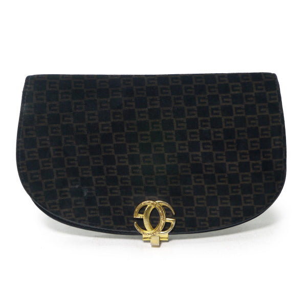 オールドグッチ　ハーフムーン　スクエアスエード財布（黒）