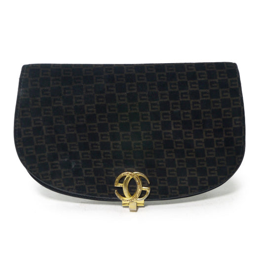 オールドグッチ　ハーフムーン　スクエアスエード財布（黒）