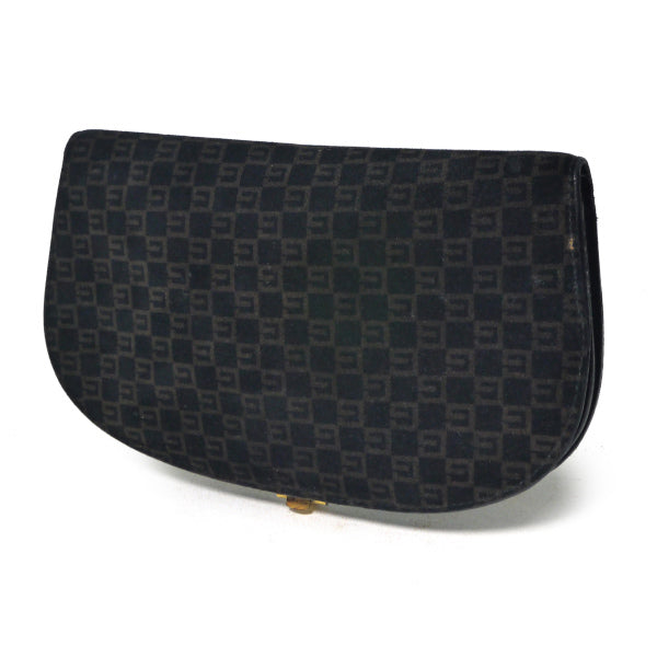 オールドグッチ　ハーフムーン　スクエアスエード財布（黒）