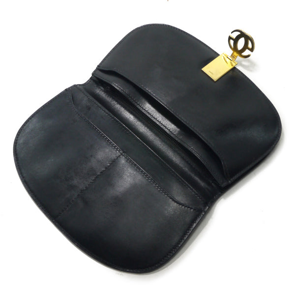 オールドグッチ　ハーフムーン　スクエアスエード財布（黒）