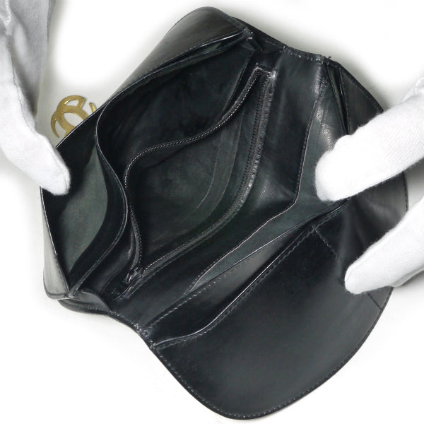 オールドグッチ　ハーフムーン　スクエアスエード財布（黒）