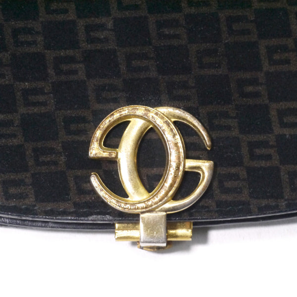 オールドグッチ　ハーフムーン　スクエアスエード財布（黒）