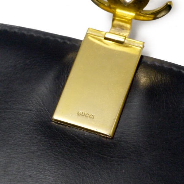 オールドグッチ　ハーフムーン　スクエアスエード財布（黒）