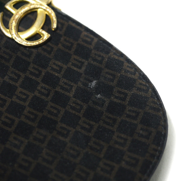 オールドグッチ　ハーフムーン　スクエアスエード財布（黒）