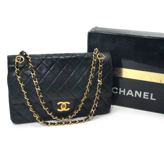 OLD CHANEL　WフラップWチェーンバッグ（黒）