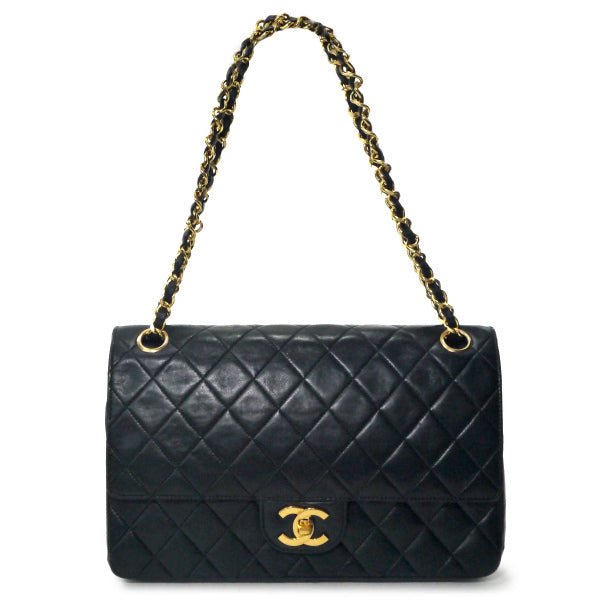 OLD CHANEL　WフラップWチェーンバッグ（黒）