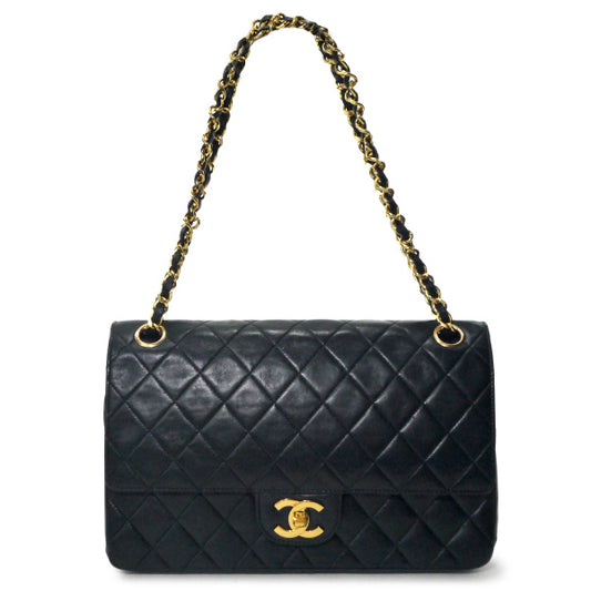 OLD CHANEL　WフラップWチェーンバッグ（黒）