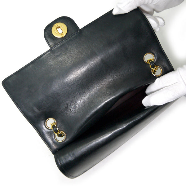 OLD CHANEL　WフラップWチェーンバッグ（黒）