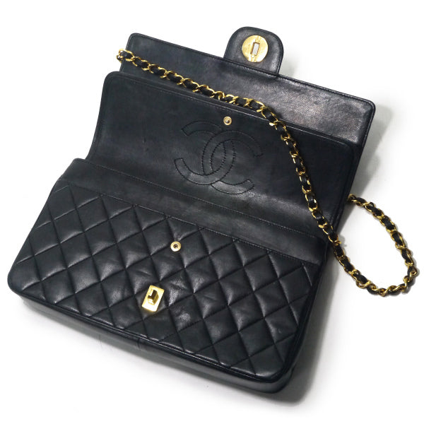 OLD CHANEL　WフラップWチェーンバッグ（黒）