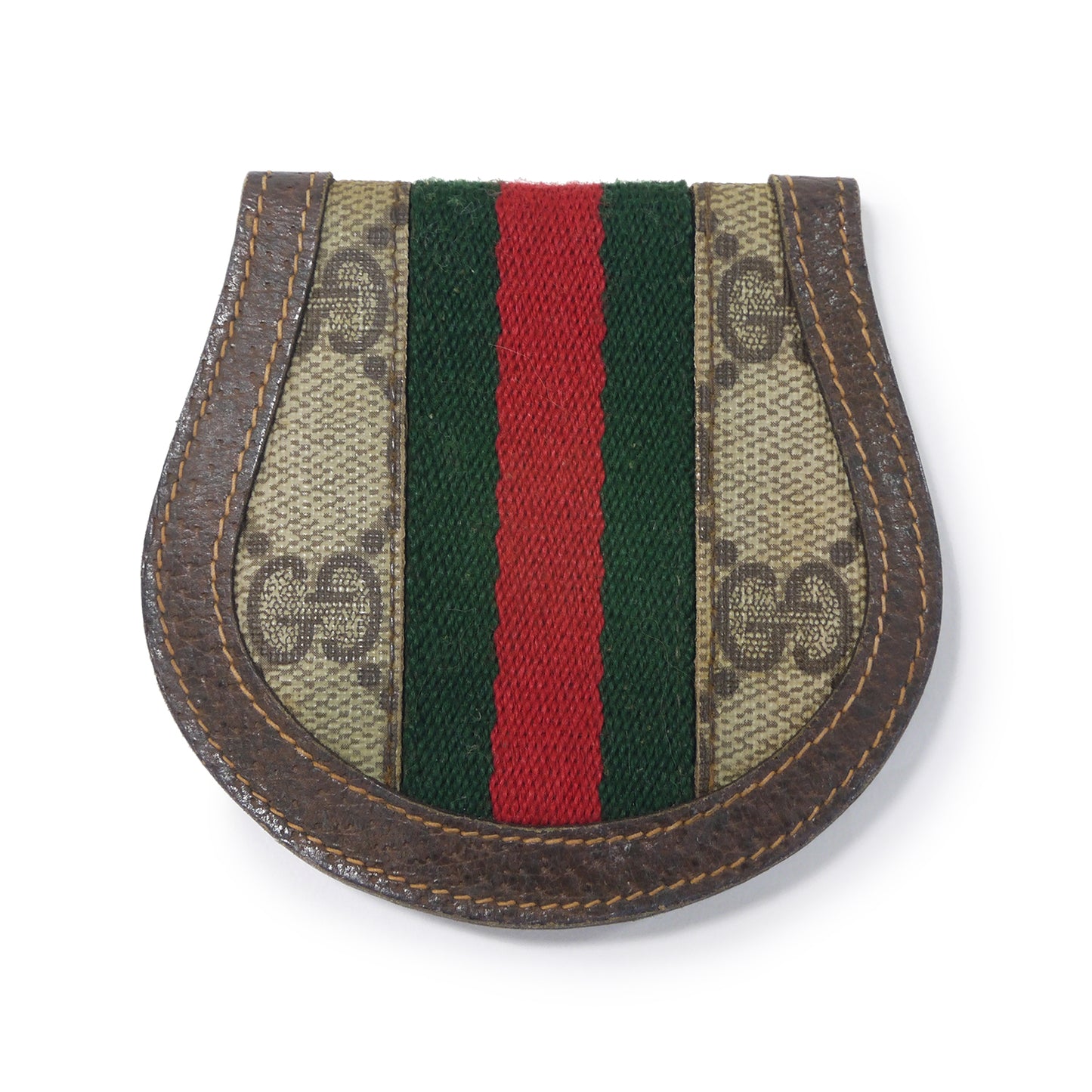 OLD Gucci シェリー円形コインケース（茶）