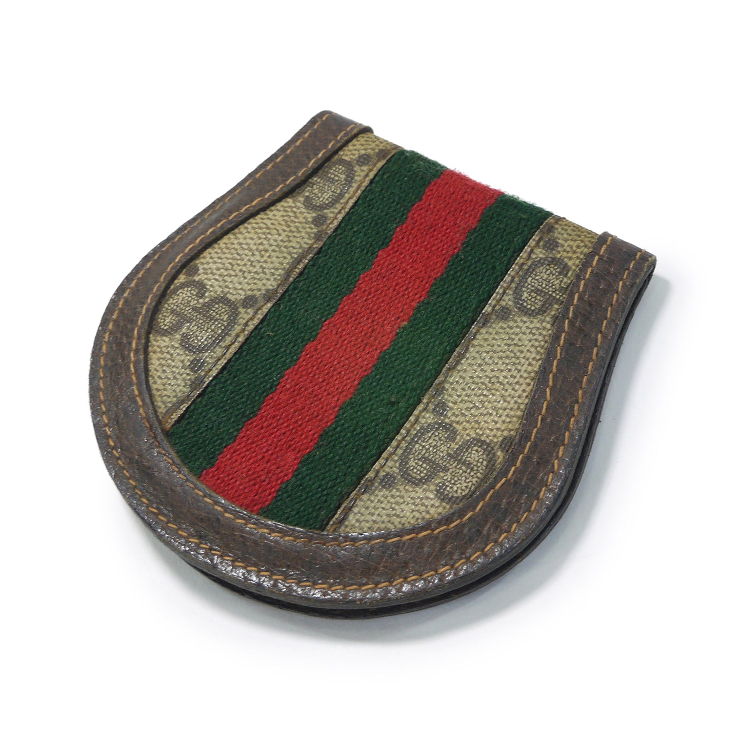 OLD Gucci シェリー円形コインケース（茶）