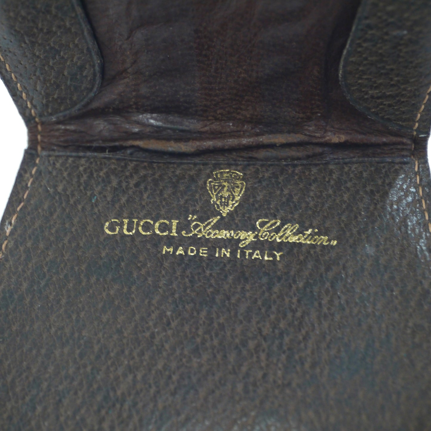 OLD Gucci シェリー円形コインケース（茶）