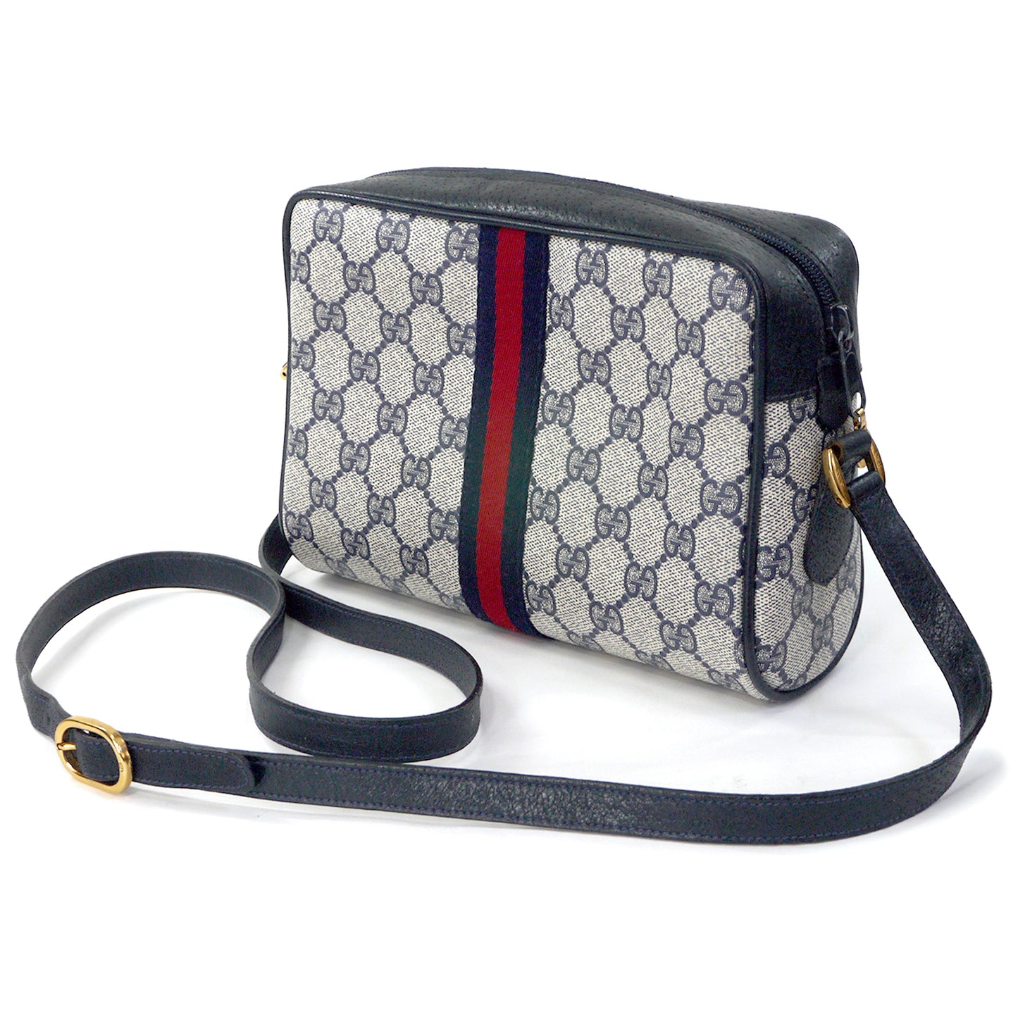 OLD Gucci　定番ショルダー縦シェリー（青・小）
