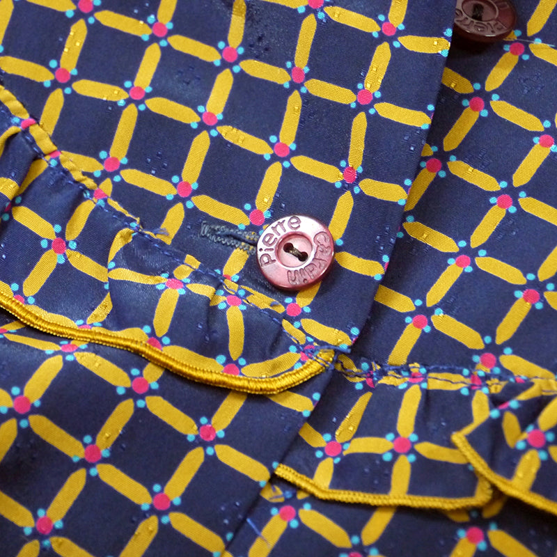 pierre cardin プリントブラウス（黒・ベージュ）