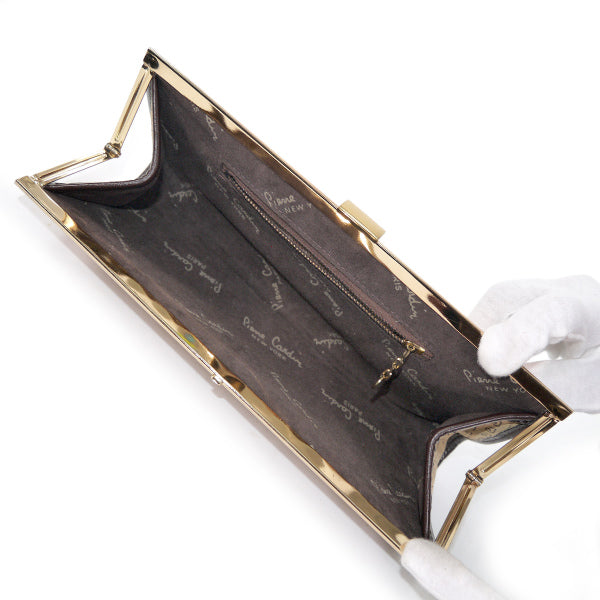 Pierre cardin Pロゴ スエードクラッチバッグ（ベージュ）