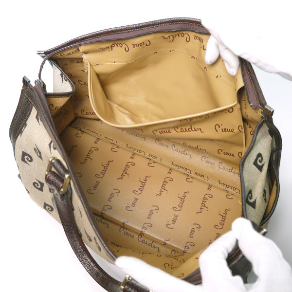 Pierre cardin ロゴP大型ボストンバッグ（茶）