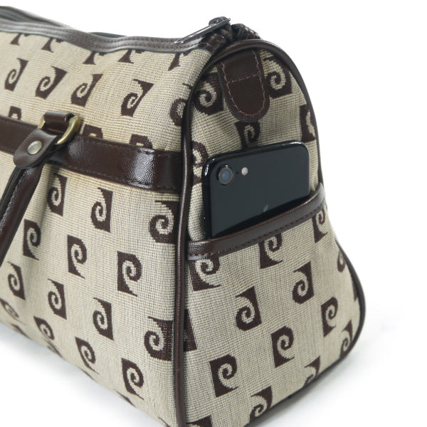 Pierre cardin Pロゴ中型ボストンバッグ（茶）