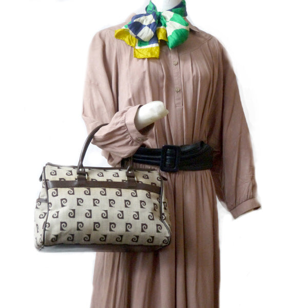 Pierre cardin Pロゴ中型ボストンバッグ（茶）