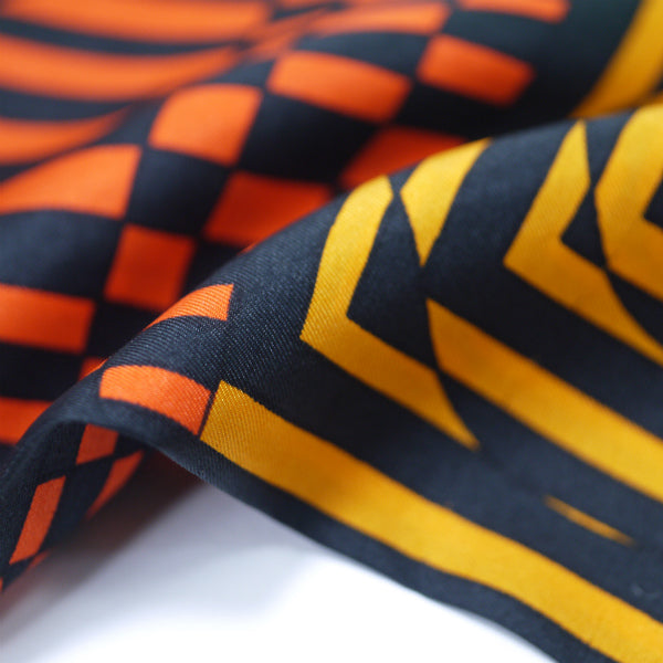 Pierre cardin 幾何学模様シルクロングスカーフ（黒/黄系） – Vintage